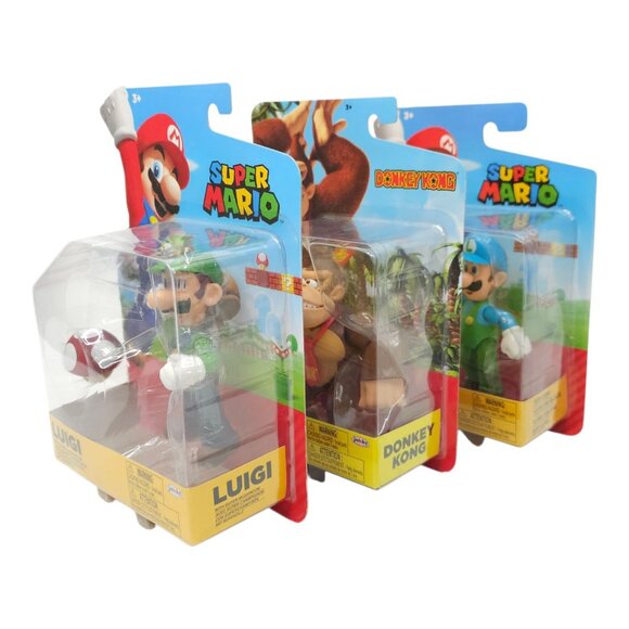 Super Mario Donkey Kong Bananas Luigi Super Mushroom Ice Flower Figures NEW - Picture 4 of 15